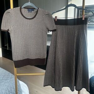 Polo Ralph Lauren 2 pc knit set - size 4-6- brown chevron